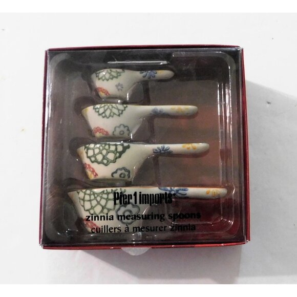 Pier 1 Imports Zinnia Ceramic Measuring Spoons Set Of 4 - Picture 1 of 5